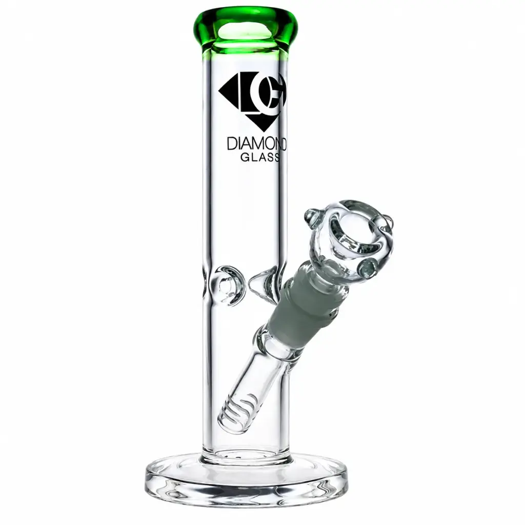 Diamond Glass 8" 38mm TUBING WITH COLORED MOUTH PIECE - DGW876SST Green