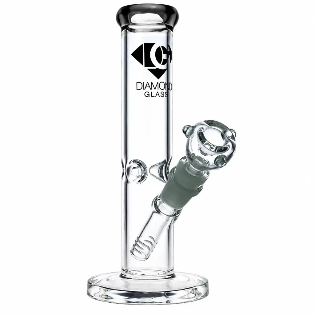 Diamond Glass 8" 38mm TUBING WITH COLORED MOUTH PIECE - DGW876SST Smoke