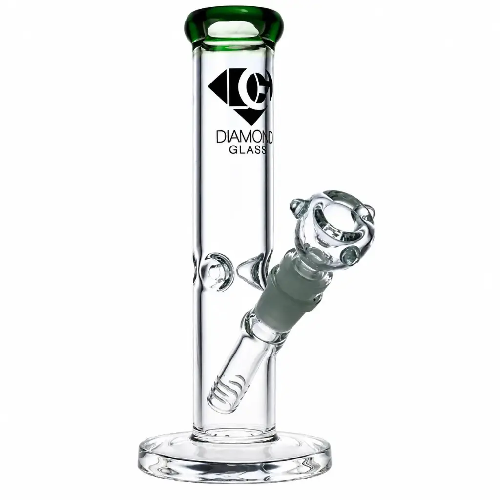 Diamond Glass 8" 38mm TUBING WITH COLORED MOUTH PIECE - DGW876SST Jade