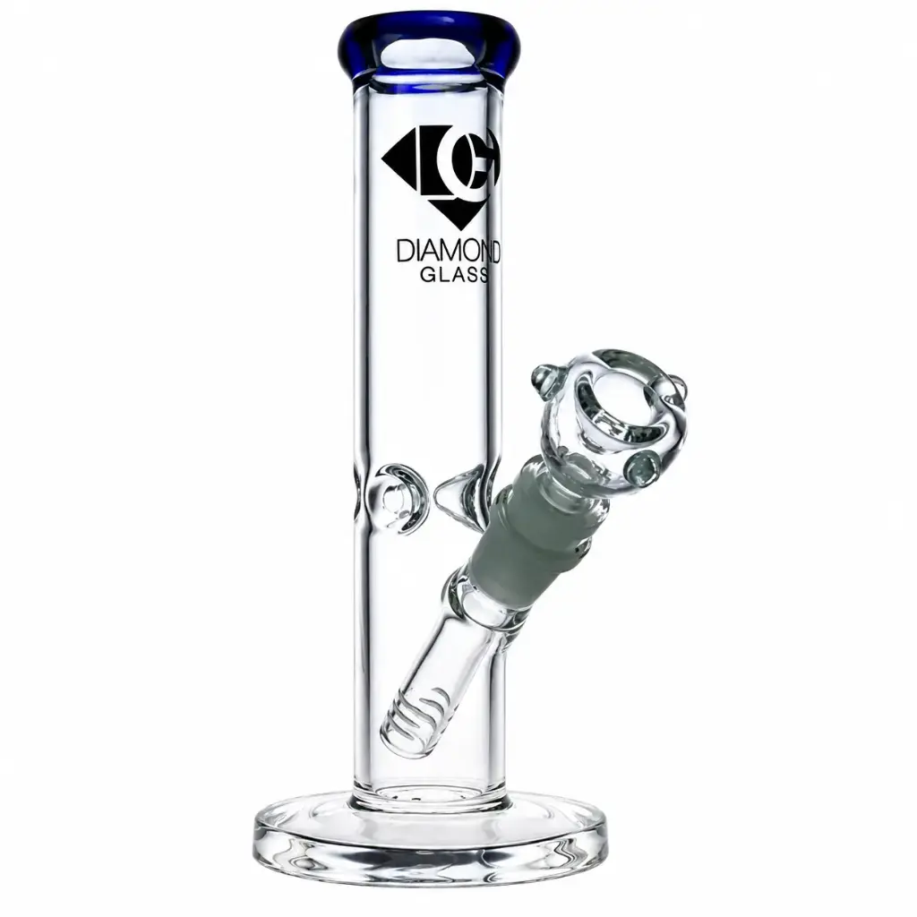 Diamond Glass 8" 38mm TUBING WITH COLORED MOUTH PIECE - DGW876SST Blue