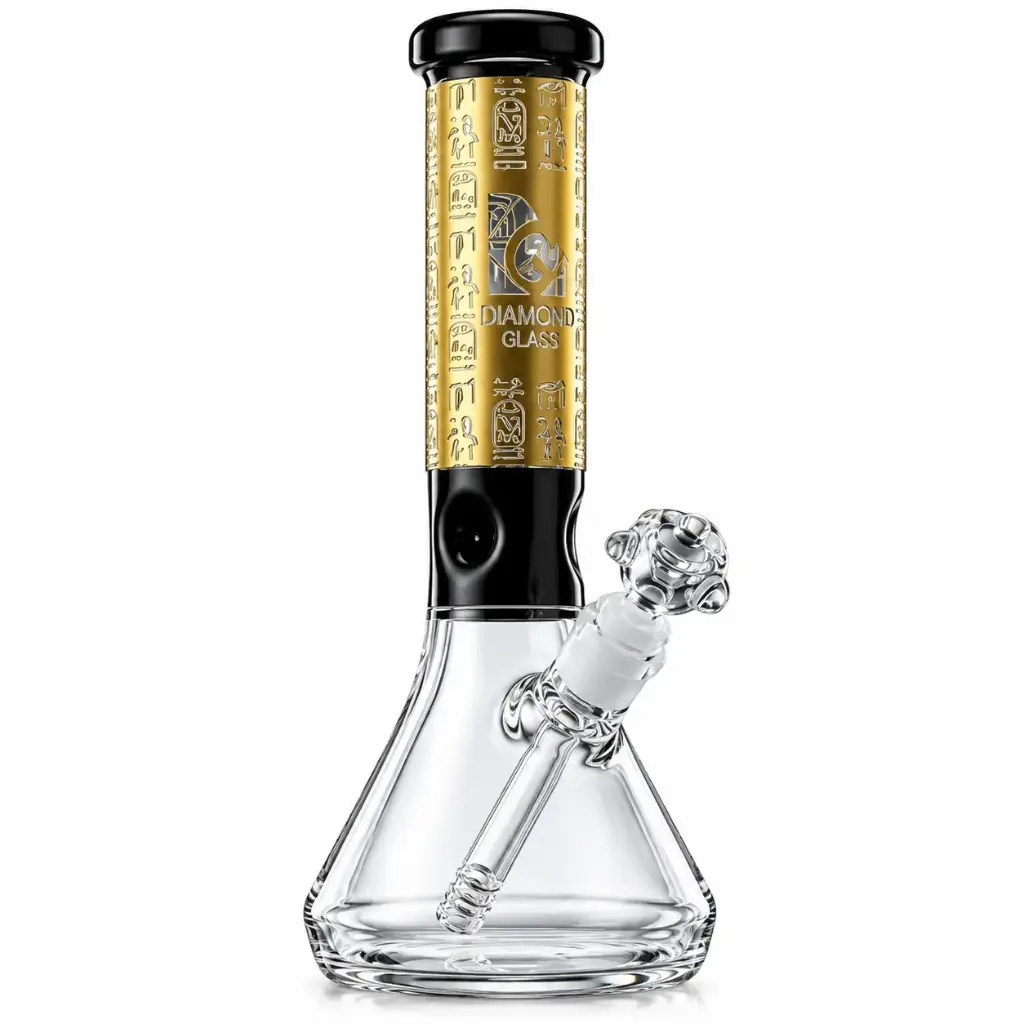 Diamond Glass 12" BEAKER NO PERC, 19mm THICK - DGW939 Gold
