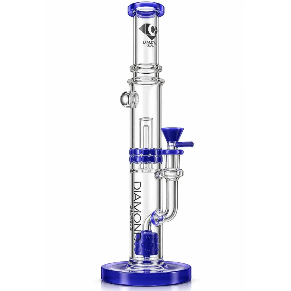 Diamond Glass 16" STRAIGHT RATCHET AND MARSHMALLOW PERCS - DGW941 Milky Blue