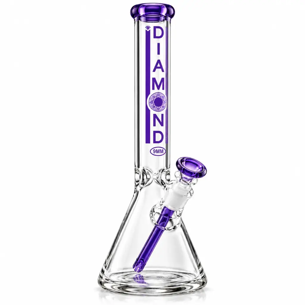 Diamond Glass 18" NO PERC, 19mm THICK FEMALE JOINT - DGW942-18 Violet