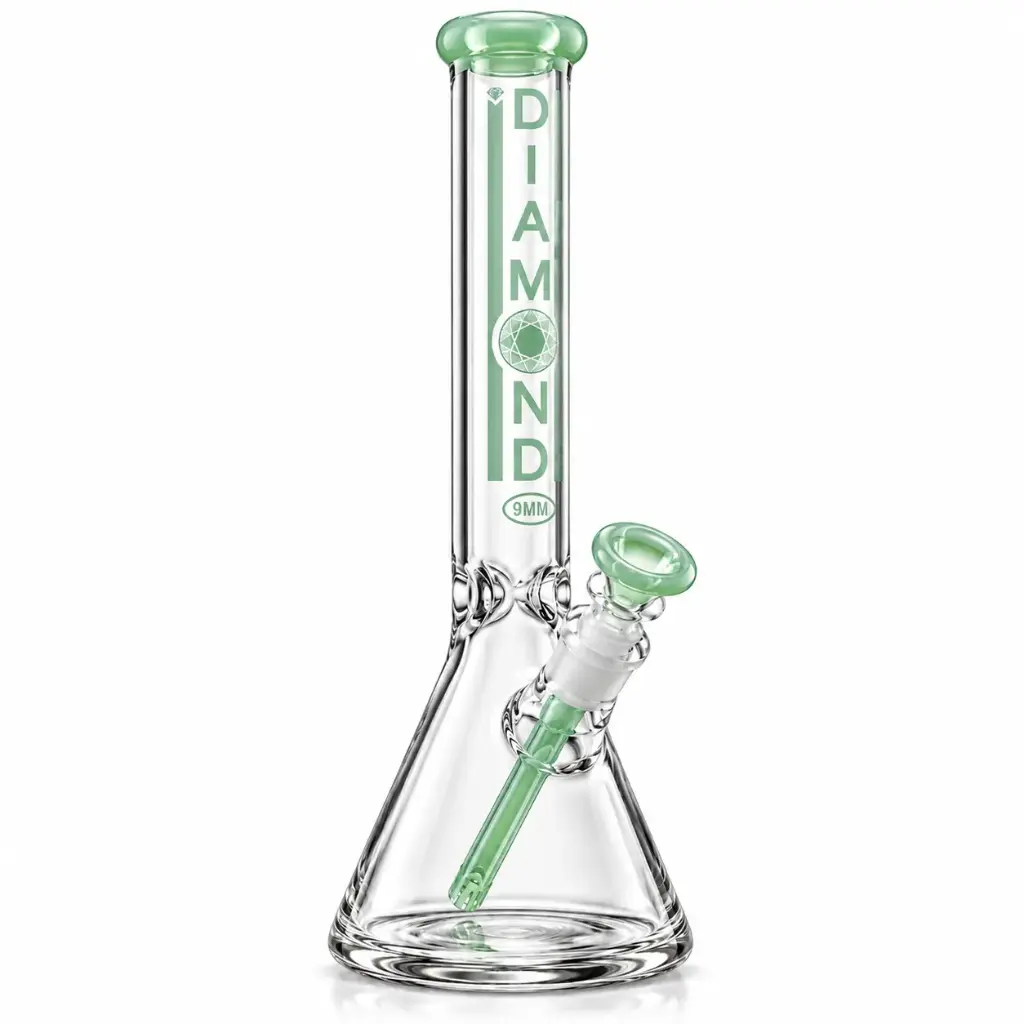 Diamond Glass 18" NO PERC, 19mm THICK FEMALE JOINT - DGW942-18 Milky Green
