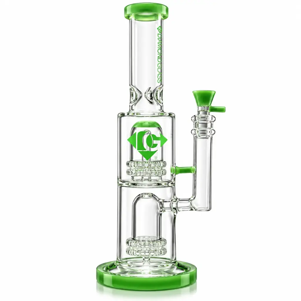 Diamond Glass STEMLESS W/DOME SHOWERHEAD PERCS - DGW981 Milky Green