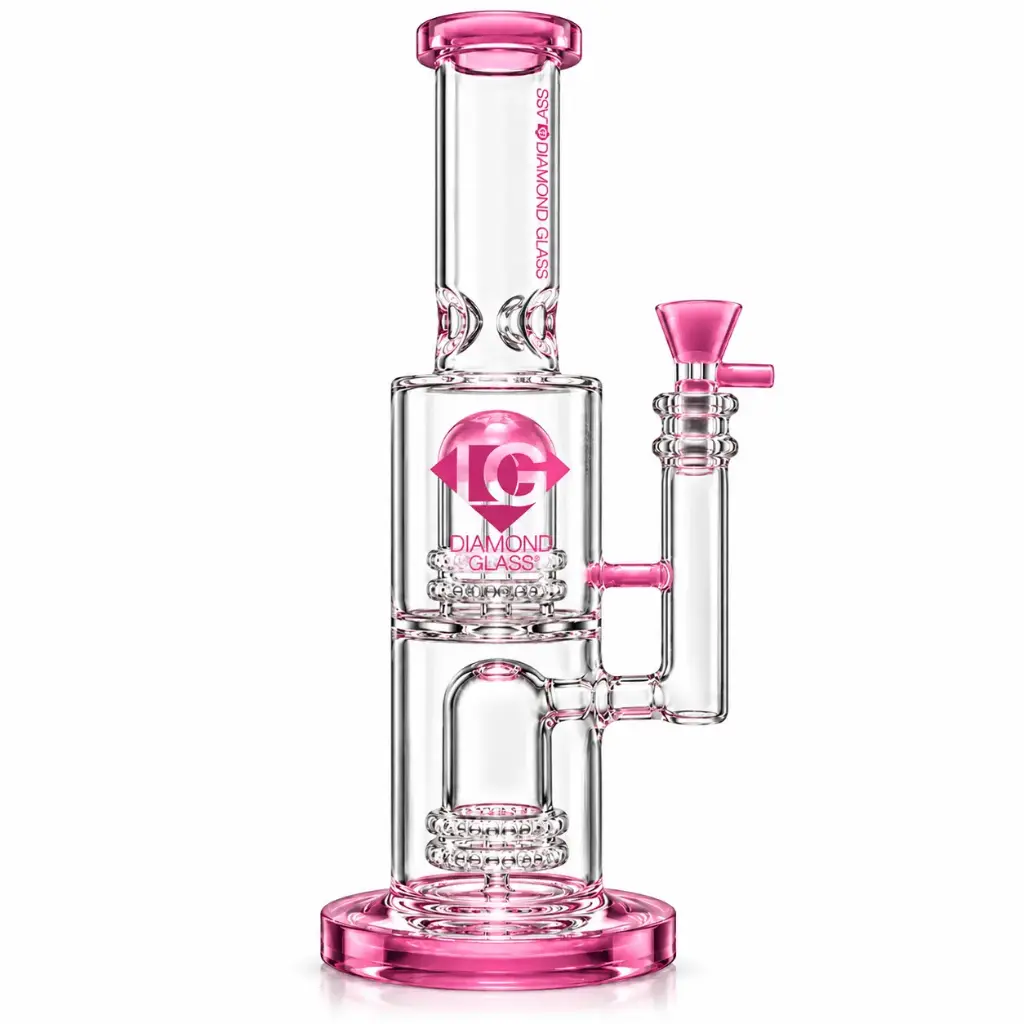 Diamond Glass STEMLESS W/DOME SHOWERHEAD PERCS - DGW981 Pink