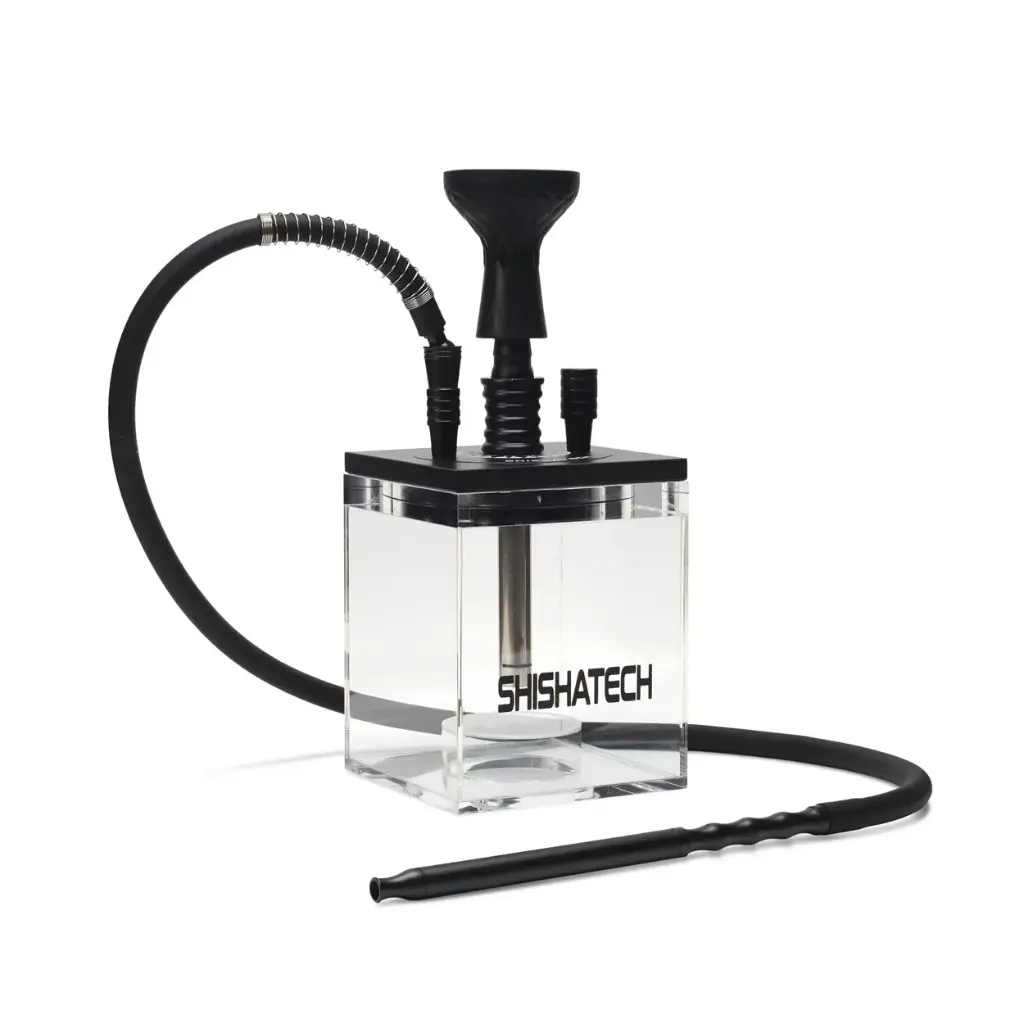 15" The Block Hookah, Black, 1 Hose, ShishaTech Travel Bag