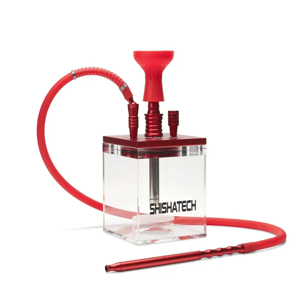 15" The Block Hookah, Red, 1 Hose, ShishaTech Travel Bag
