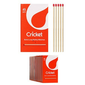 Cricket Matches Extra Long Safety 4.5" / 45 matches per pack - 15 packs