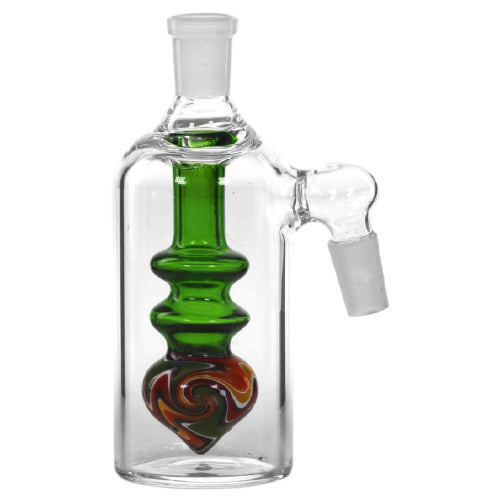 Ash Catcher Double Rim With A Designer Pattern On End 14mm 5" 45 Degree Green