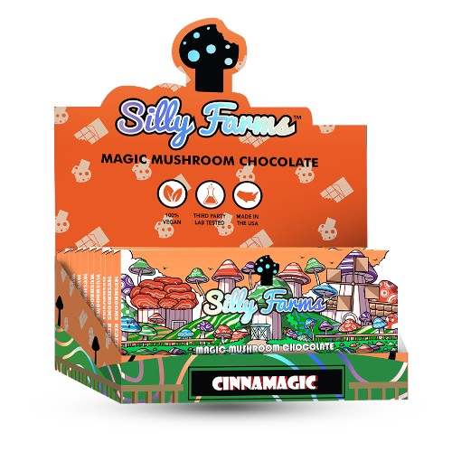 [AM026833] Silly Farms Magic Chocolate Bar 7 Grams Mushroom Extract Box CINNAMAGIC