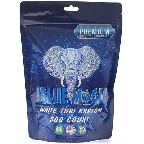 [AM026943] Blue Magic Tablets & Caplets Kratom 500ct White Thai
