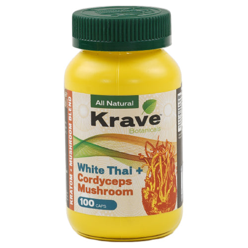 [AM027453] Krave Tablets & Caplets Kratom + Mushroom Blend 100ct White Thai + Cordyceps