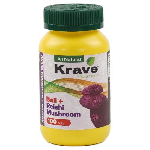 [AM027454] Krave Tablets & Caplets Kratom + Mushroom Blend 100ct Bali + Reishi