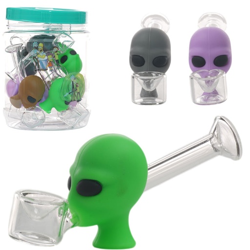 [AM030521] Unbranded Hand Pipe Silicon Character (1595) Glass 4.0"