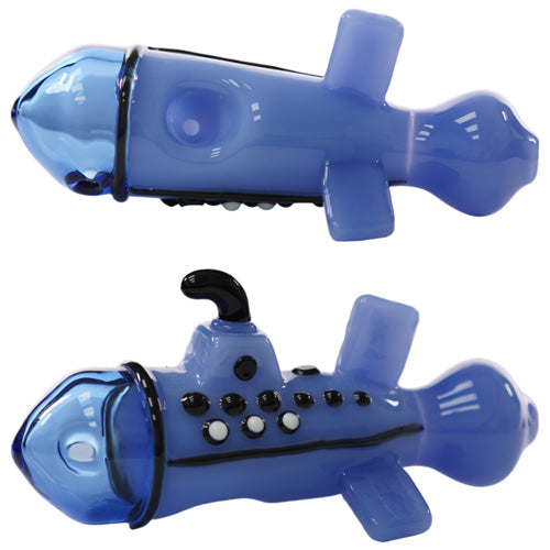 [AM031229] Unbranded Hand Pipe Submarine (1548) Glass 5.0" Blue