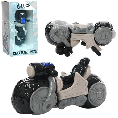 [AM031239] Luxe Hand Pipe Motorcycle GHP1794 (1551) Glass 5.0" White