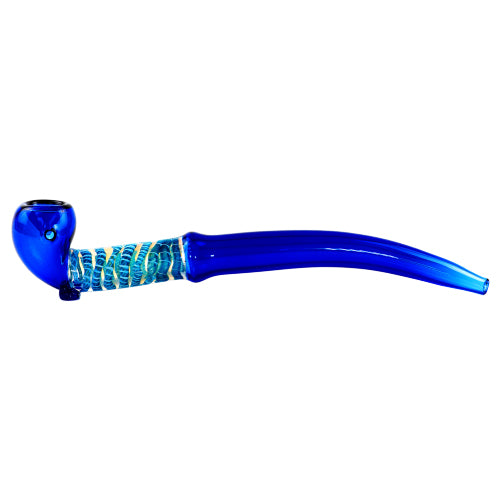 [AM031415] Unbranded Hand Pipe SherlockStriped (4998) Glass 10.0" Blue
