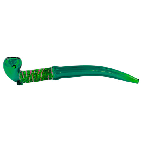 [AM031417] Unbranded Hand Pipe SherlockStriped (4998) Glass 10.0" Teal