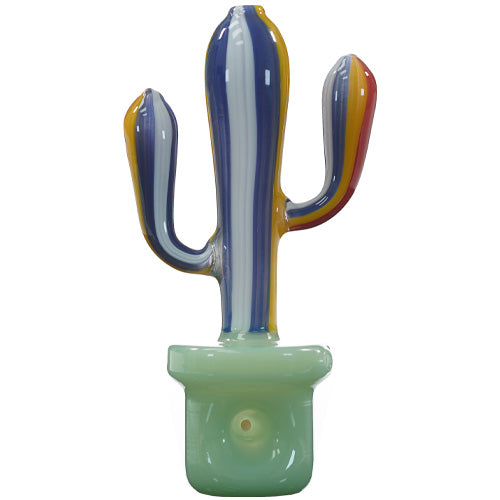 [AM031486] Unbranded Hand Pipe Cactus (8394) Glass 5.5" Jade Green