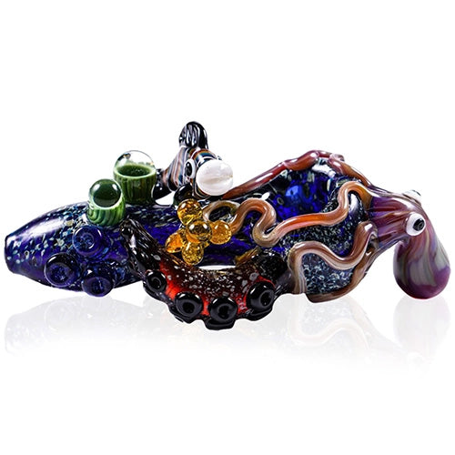 [AM031490] MK Glass Hand Pipe Sealife Octopus Premium MKH18 (8512) Glass 6.0" Blue