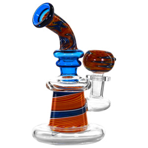 [AM032195] Unbranded Glass With Designer Pattern (7123) 6.0" Blue