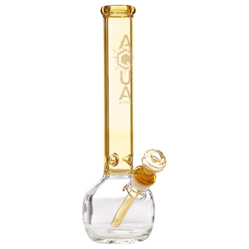 [AM032793] Aqua Glass Thick Round Bottom (8927) 15.0" Gold