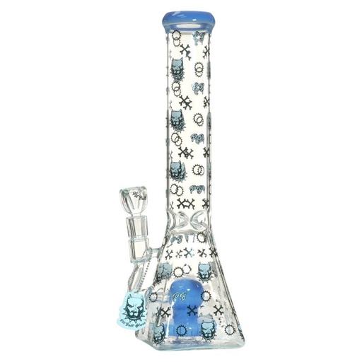 [AM032925] Pit Bull Glass Glass Logo BK (8971) 14.0" Milky Blue