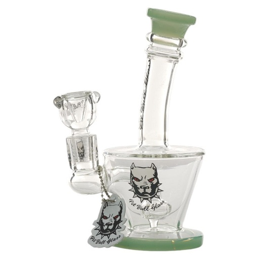 [AM032934] Pit Bull Glass Glass Perc (8974) 7.0" Milky Green