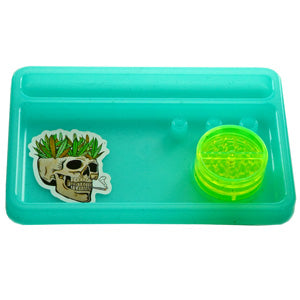 [AM034509] Unbranded Sets Plastic Tray 8.5" x 5.5" with 50mm Plastic Grinder 8.5" Blue