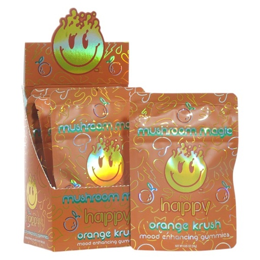 [AM035067] Got Happy Now Mushroom Magic Gummies (0.85oz/24g) 5 packs per Box-Orange Krush