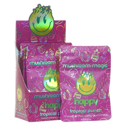 [AM035069] Got Happy Now Mushroom Magic Gummies (0.85oz/24g) 5 packs per Box-Tropical Punch