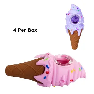 [AM037325] Unbranded Silicone Hand Pipe -Ice Cream 4.5" - Assorted Colors