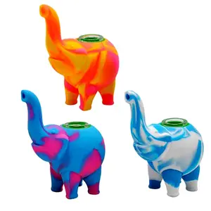 [AM037326] Unbranded Silicone Hand Pipe Elephant  4.0"