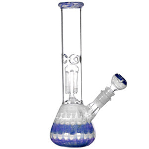 [AM037442] Unbranded Glass Fancy with 4 Arms (8034) 10.0"-Blue/White