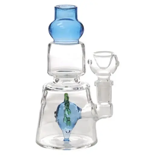 [AM037755] 6" Mini Funky Face Perc  Geometric Neck Water Pipe Rig-Assorted (Pack of 1) (ZD91)
