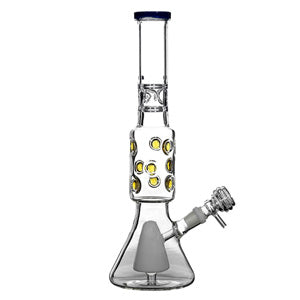 [AM037976] Unbranded Glass W.P. Doted Black Beaker (6674)-Blue