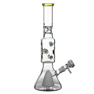 [AM037977] Unbranded Glass W.P. Doted Black Beaker (6674)-Brown