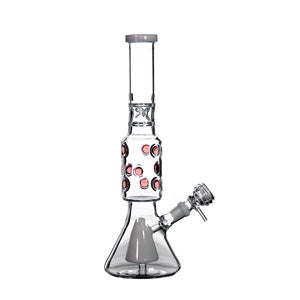 [AM037981] Unbranded Glass W.P. Doted Black Beaker (6674)-Pink