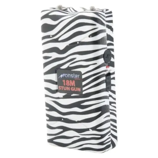 [AM038870] Rechargeable Stun Gun w/ LED Light w/nylon case (Black/Zebra)
