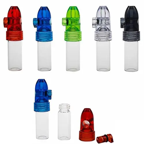 [AM038878] Glass Vial with Bullet Cap Large 3.0'' (2 gr) - Assorted Colors, 10 Per Box
