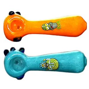 [AM039291] Unbranded Glass Hand Pipe 4.0" Color Tube Sticker  (4885)