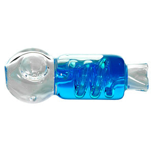 [AM039293] Unbranded Glass Hand Pipe Spiral  4.0"  Liquid Inside (4948)-Blue