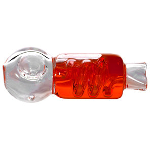 [AM039294] Unbranded Glass Hand Pipe Spiral  4.0"  Liquid Inside (4948)-Red