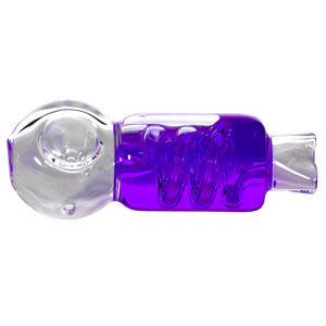 [AM039296] Unbranded Glass Hand Pipe Spiral  4.0"  Liquid Inside (4948)-Purple