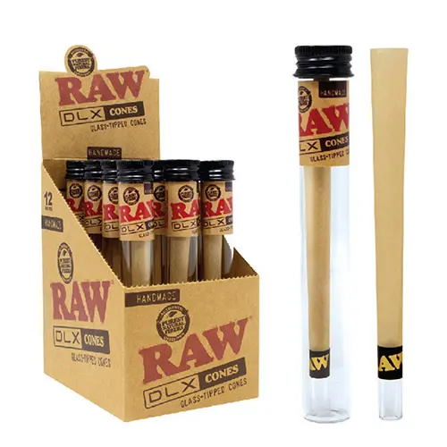[AM021086] RAW Cones DLX Glass Tipped King Size
