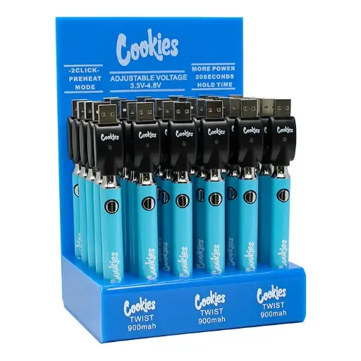 [AM040510] Cookies- Twist  Battery Display Set Adjustable Voltage (30 pcs on Display 900mAh) 3642