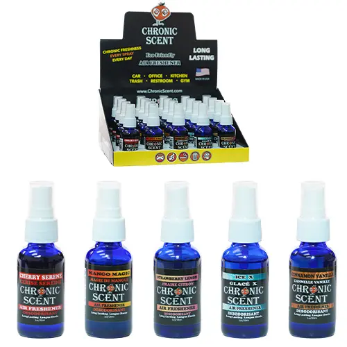 [AM033303] Orange Chronic Air Freshener Display Set Air Freshener 1oz/30ml 20 pcs per Display 4 of each Flavor