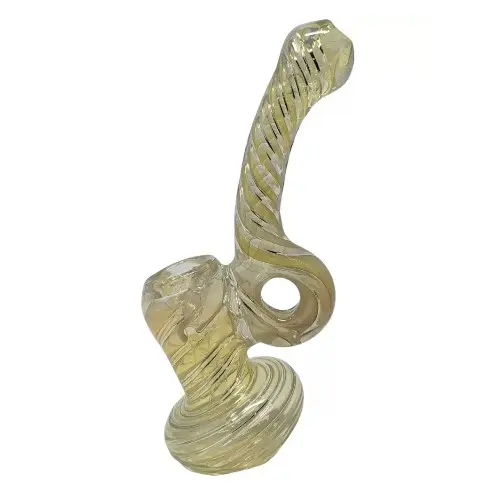 [AM030890] Unbranded Hand Pipe Silver Fumed Candy Cane Donut (114024) Glass 6.0"