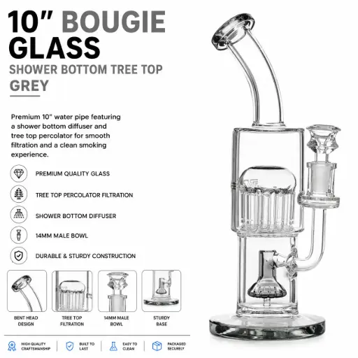 [AM032674] Bougie Glass Shower Bottom Tree Top (8830) 10.0" Grey